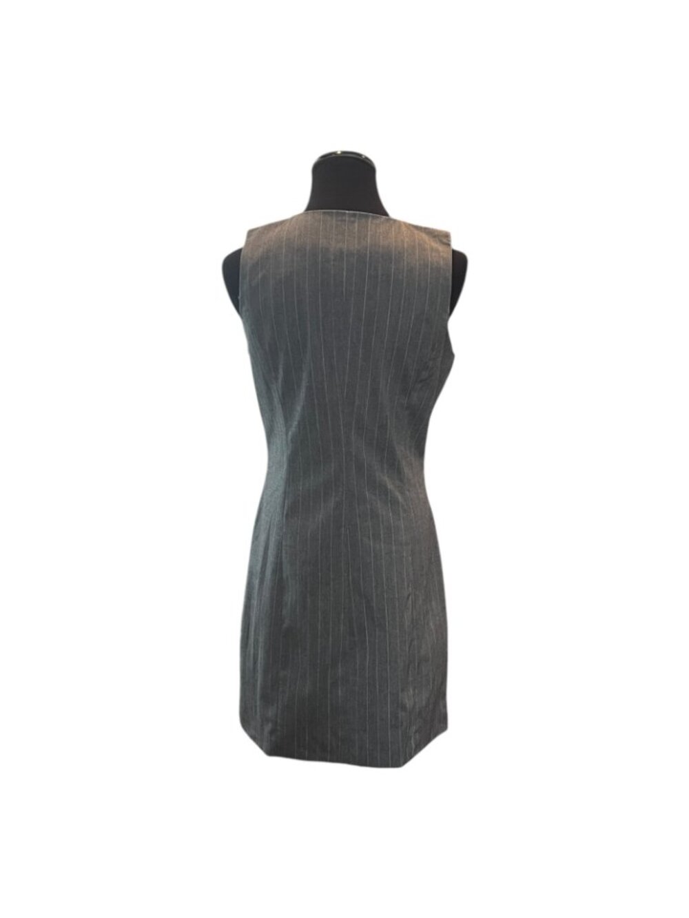 A New Day Button Down Front Dress~Grey Pinstripe Tailored V-Neck - Small - NEW - Picture 6 of 7